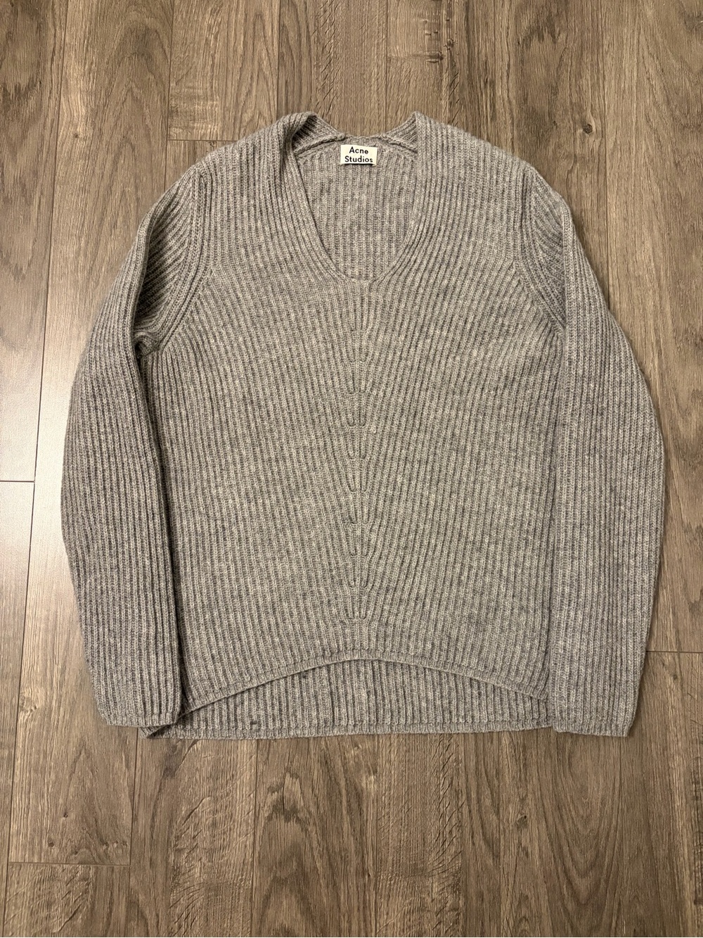Acne studios Men's Grey Ribbed knitted Sweater